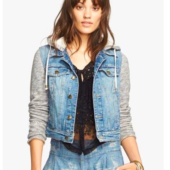 Free People Jackets & Blazers - Free People Knit Hooded Denim Jacket